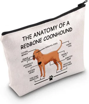 LEVLO Funny Redbone Coonhound Lovers Gifts The Anatomy of A Redbone Coonhound Clever Minds Cosmetic Bags Veterinary Mom Travel Toiletry Bags(Redbone Coonhound)