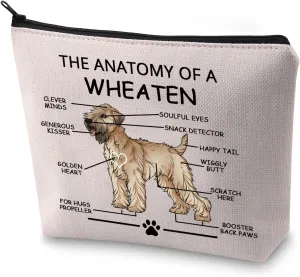 LEVLO Funny Terrier Dog Lovers Gifts The Anatomy of A Wheaten Clever Minds Cosmetic Bags Loyalty Veterinary Mom Travel Toiletry Bags (Wheaten)