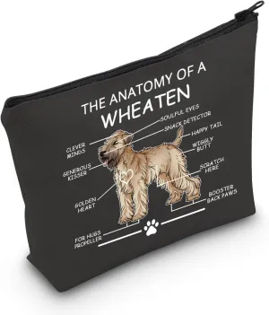 LEVLO Funny Wheaten Terrier Lovers Gifts - The Anatomy of a Wheaten Clever Minds Cosmetic Bags for Veterinary Mom - Travel Toiletry Bags (Wheaten BLACK)