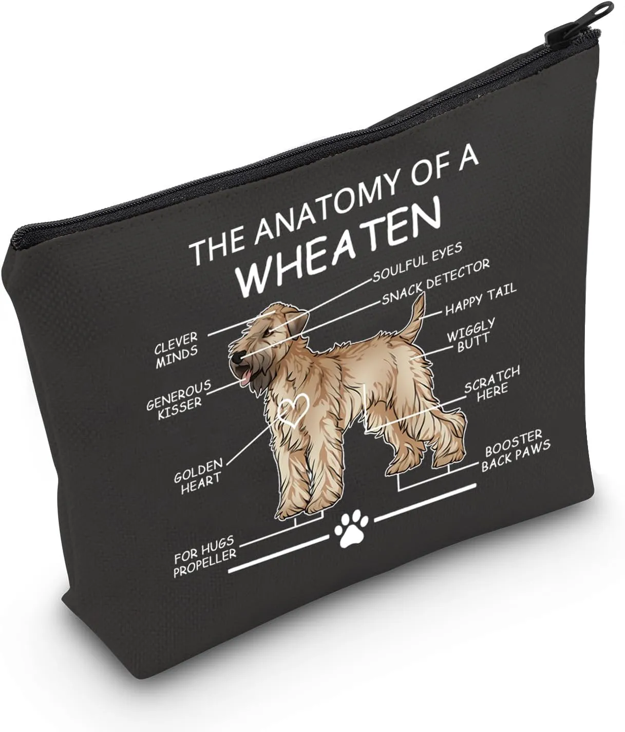 LEVLO Funny Wheaten Terrier Lovers Gifts - The Anatomy of a Wheaten Clever Minds Cosmetic Bags for Veterinary Mom - Travel Toiletry Bags (Wheaten BLACK)