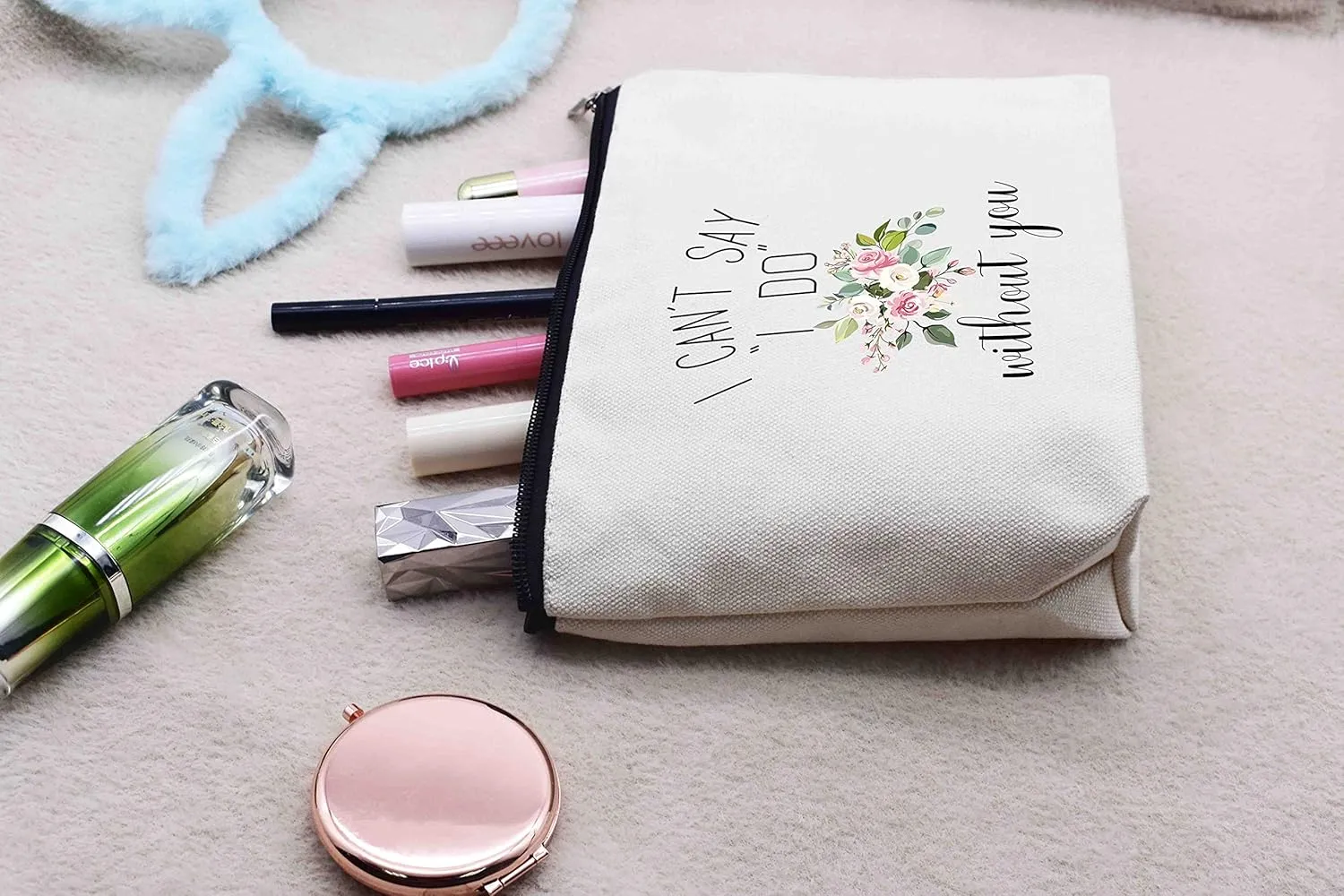 LIBIHUA Bridesmaid Gift from Bride-Makeup Bag Cosmetic Bag Travel Pouch Present-Bachelorette Party Present for Maid of Honor-Wedding Gift for Her Besties Women Friends-I Can't Say I Do Without You