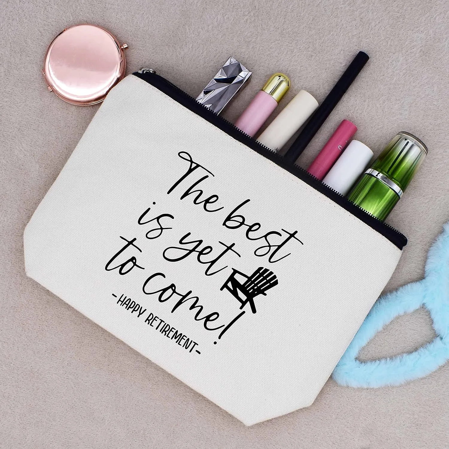 LIBIHUA Happy Retirement Gifts for Women-Makeup Bag Cosmetic Bag Travel Pouch–Retirement Appreciation Gift-Present for Mom Boss Co-workers,Teachers,Nurse,Friends,Wife,Sister-the Best is Yet to Come
