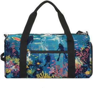 Life Sea Diver Gym Bag for Men Women Lightweight Duffel Bag Sports Workout Bag for Travel Yoga
