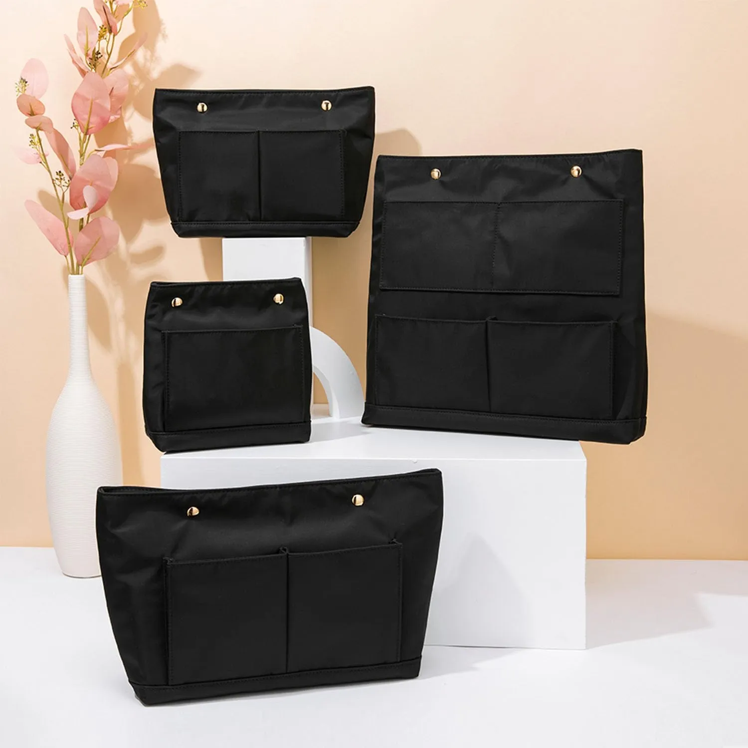 Lightweight Handbag Organizers Insert with Multiple Pockets - Handbag Organizer for Storage and Organization, Cosmetic Bag (Nylon-black,XS)