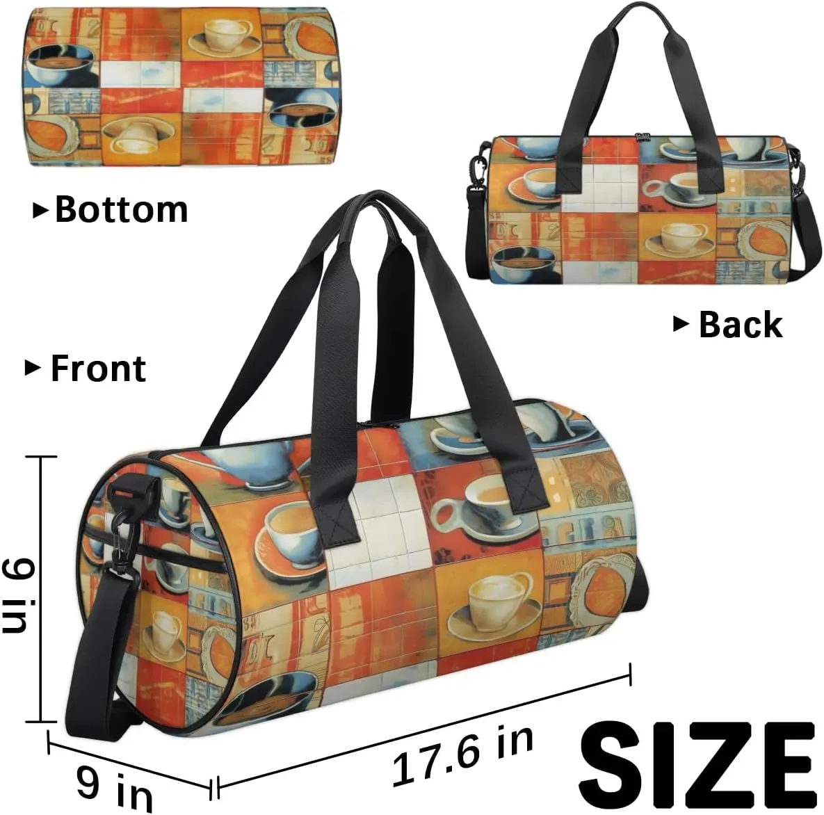 Lightweight Travel Duffle Bag Coffee Cup Gym Bag for Women Men Stylish Small Duffle Bag for Fitness Yoga Travel Overnight Sport
