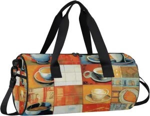 Lightweight Travel Duffle Bag Coffee Cup Gym Bag for Women Men Stylish Small Duffle Bag for Fitness Yoga Travel Overnight Sport