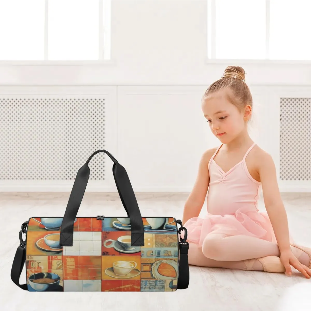 Lightweight Travel Duffle Bag Coffee Cup Gym Bag for Women Men Stylish Small Duffle Bag for Fitness Yoga Travel Overnight Sport