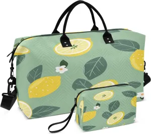 Lime Lemon Travel Duffel Bags with Toiletry Bag and Adjustable Strap for Travel Gym Yoga