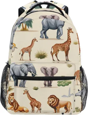 Lion Elephant Gazelle Animal Backpacks for Girls Boys School Backpack Kids Bookbag 3rd 4th 5th Grade Elementary Students Daypacks Travel Laptop Shoulder Bag