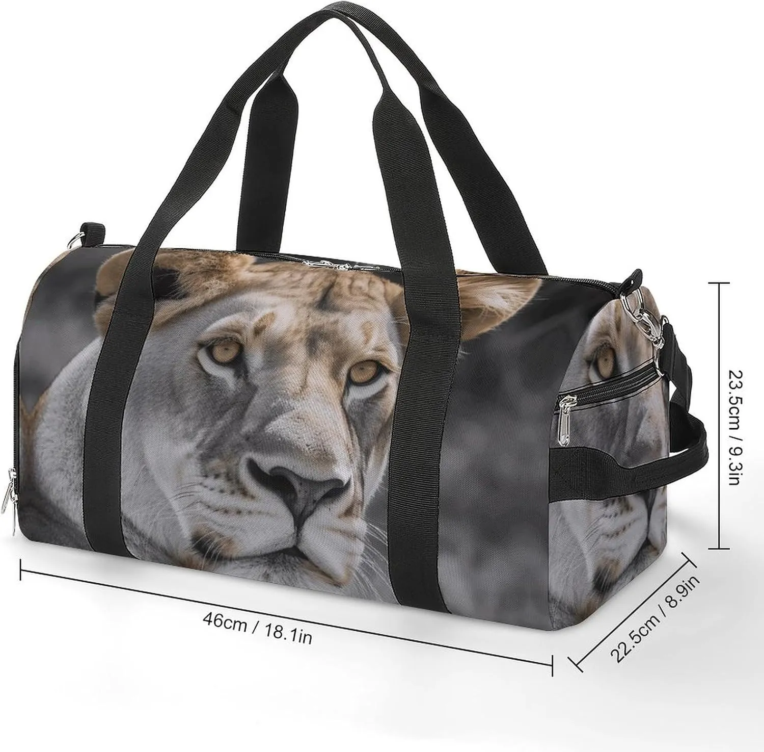 Lioness with Blue Green Eyes Sports Gym Bag Carry on Holdalls for Men Small Duffel Bags for Women with Shoe Compartment