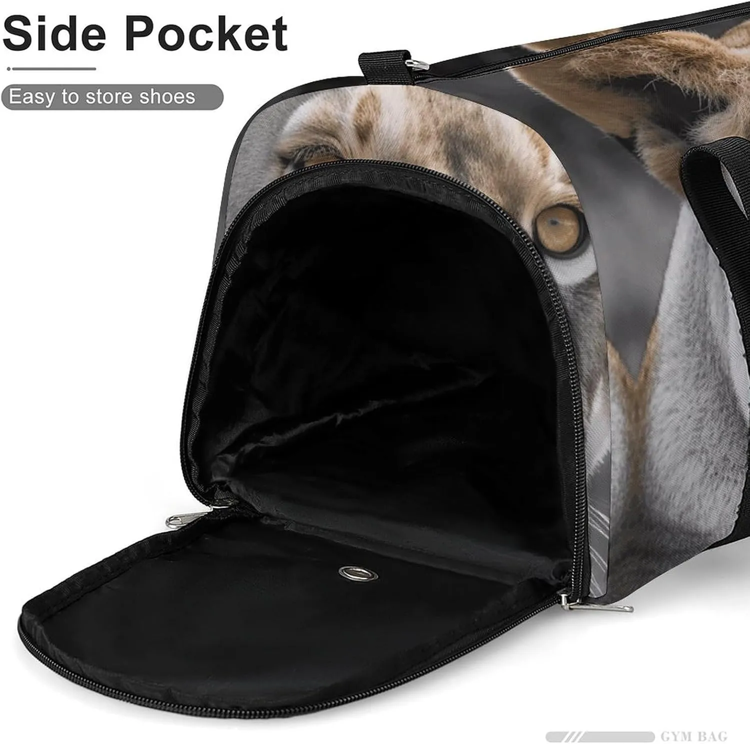 Lioness with Blue Green Eyes Sports Gym Bag Carry on Holdalls for Men Small Duffel Bags for Women with Shoe Compartment