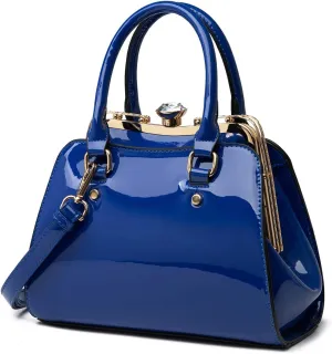 LJOSEIND Shiny Patent Leather Handbags Shoulder Bags Fashion Satchel Purses Top Handle Bags for Women