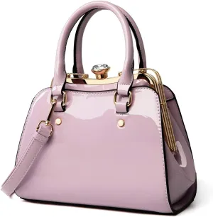 LJOSEIND Shiny Patent Leather Handbags Shoulder Bags Fashion Satchel Purses Top Handle Bags for Women