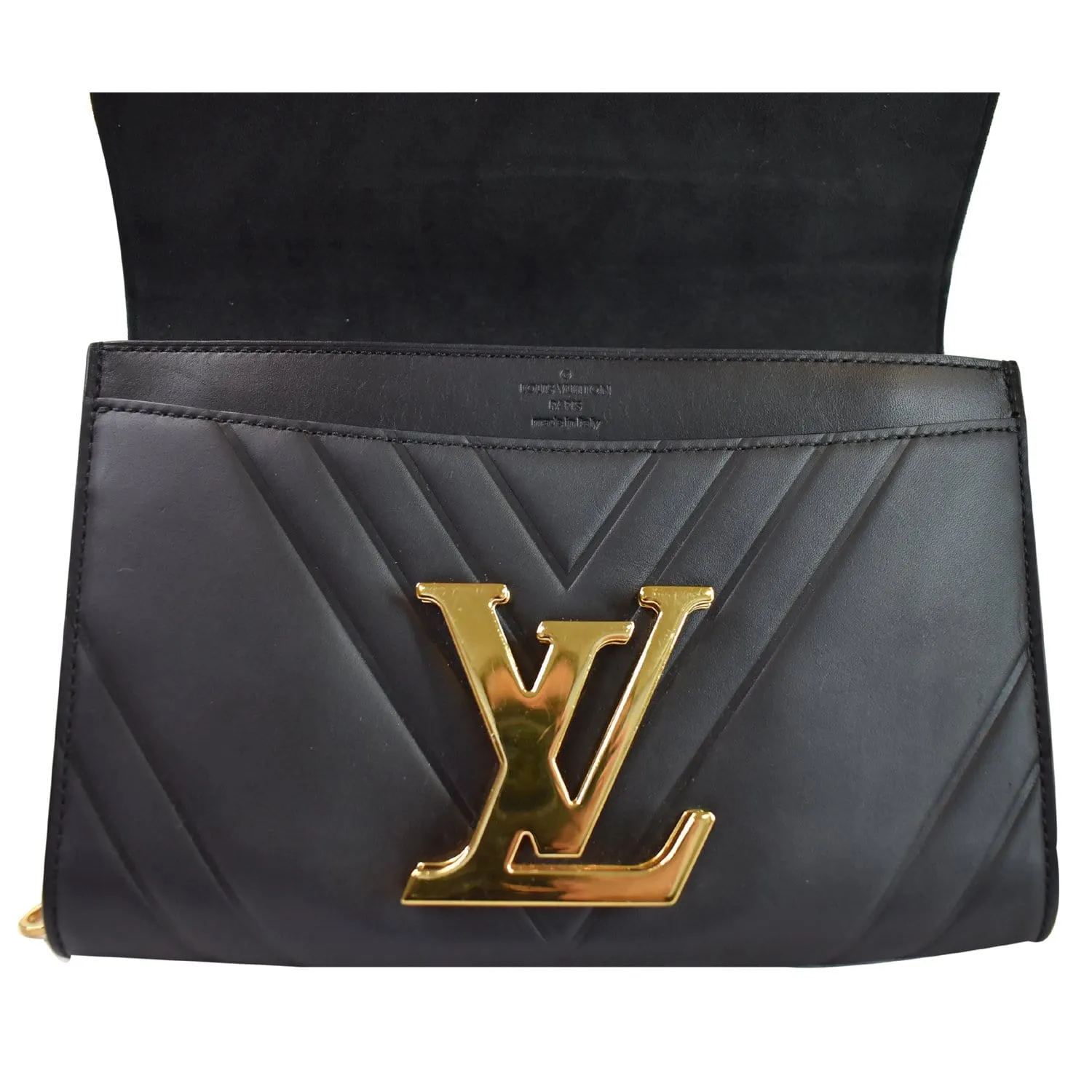 LOUIS VUITTON Airy V Louise GM Calfskin Pochette Chain Shoulder Bag Black