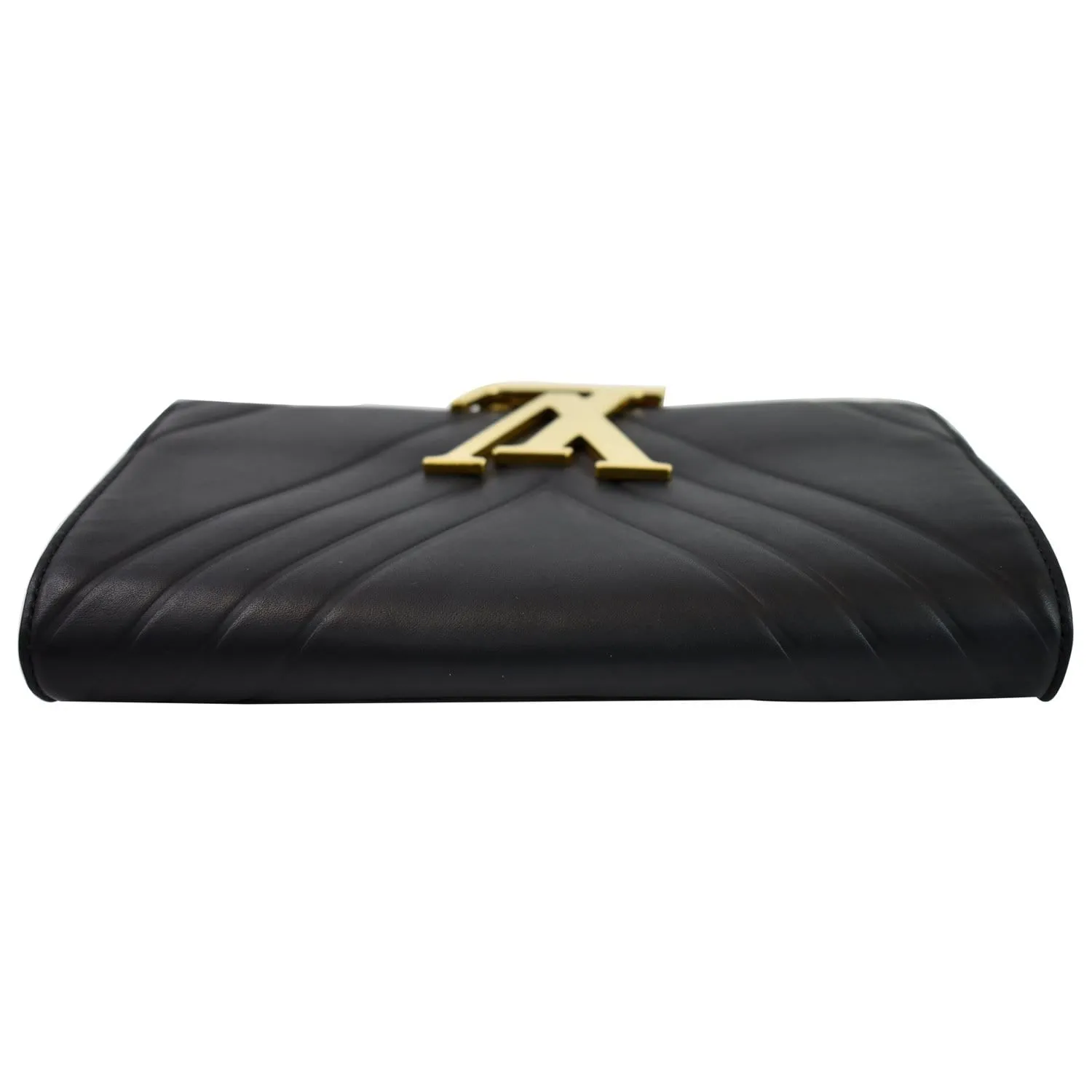 LOUIS VUITTON Airy V Louise GM Calfskin Pochette Chain Shoulder Bag Black