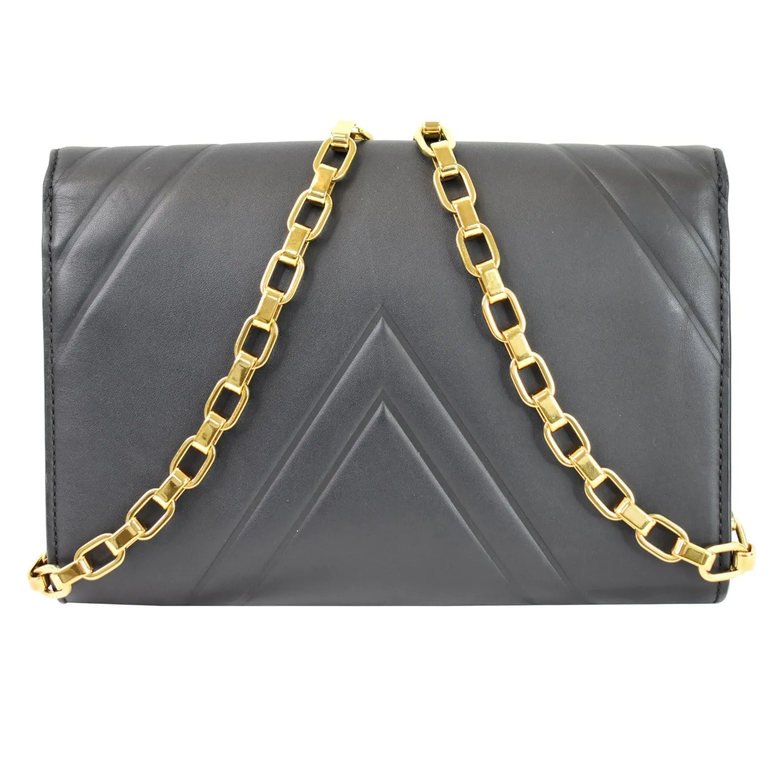 LOUIS VUITTON Airy V Louise GM Calfskin Pochette Chain Shoulder Bag Black