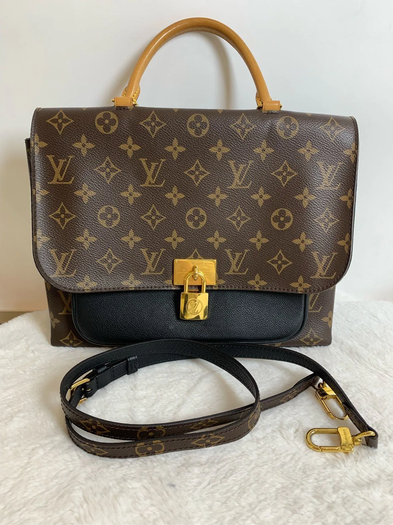Louis Vuitton LV Lock Bag Monogram Canvas Top Handle Brown Shoulder Bag