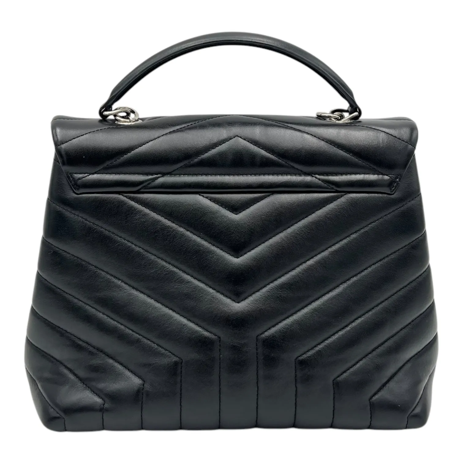 Loulou Shoulder Bag Black in Calfskin, Silver hardware
