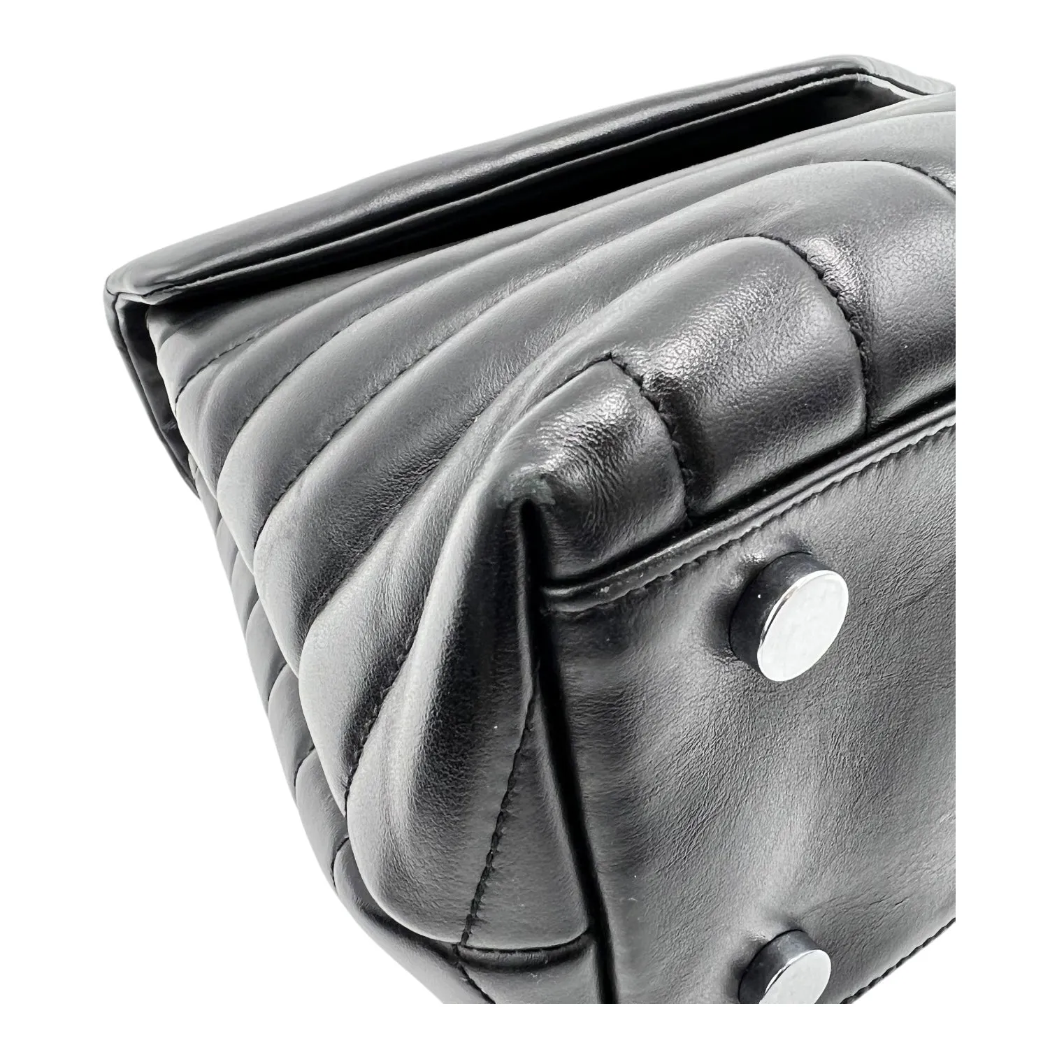 Loulou Shoulder Bag Black in Calfskin, Silver hardware