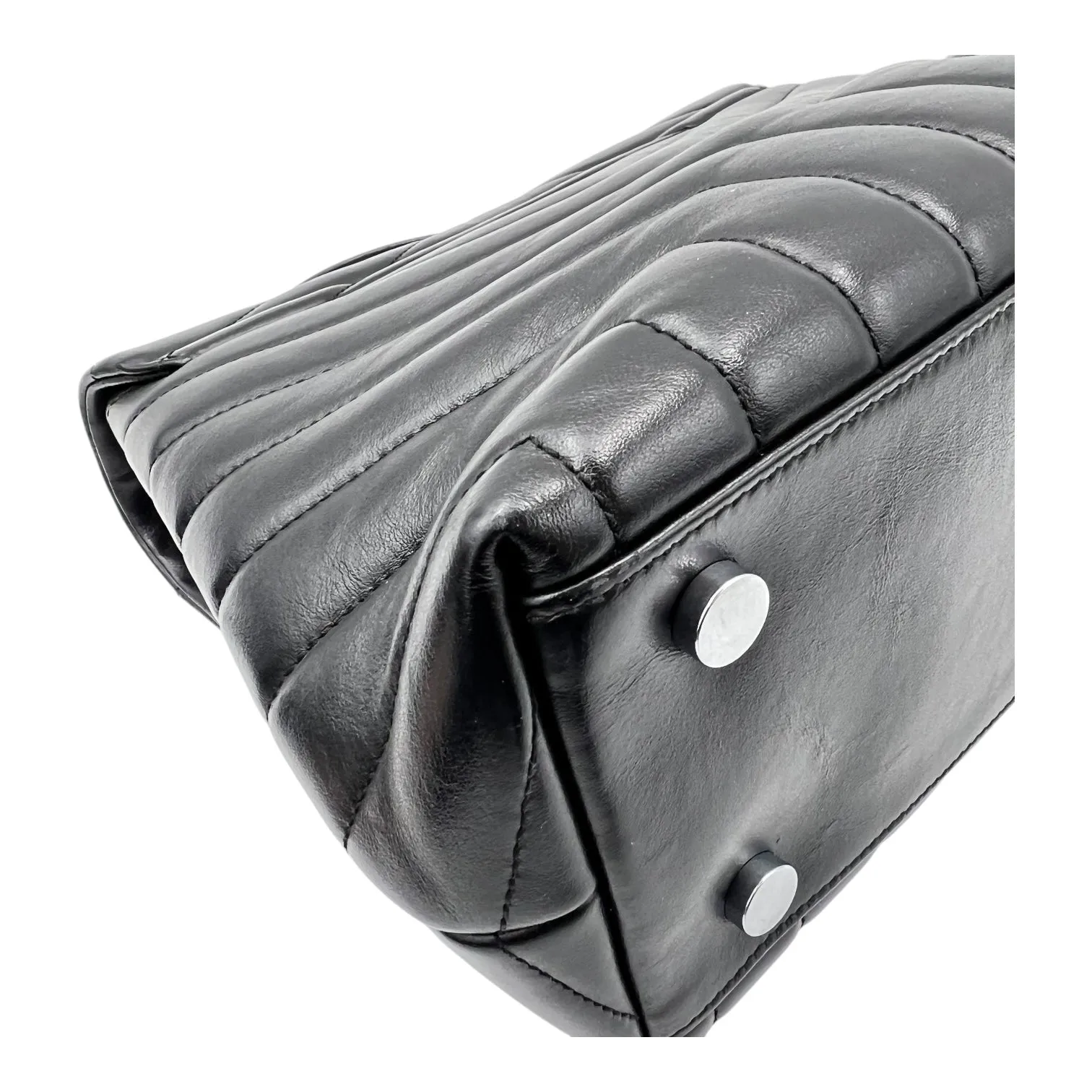 Loulou Shoulder Bag Black in Calfskin, Silver hardware
