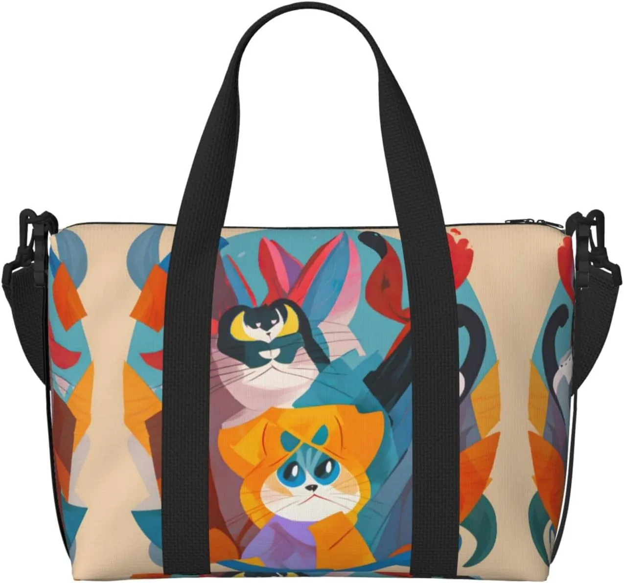 Lovely Cartoon Cats Duffel Bags for Traveling, Lightweight Personal Item Travel Bags for Women, Gym Bags for Men