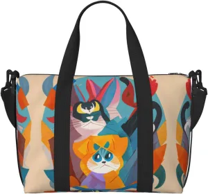 Lovely Cartoon Cats Duffel Bags for Traveling, Lightweight Personal Item Travel Bags for Women, Gym Bags for Men
