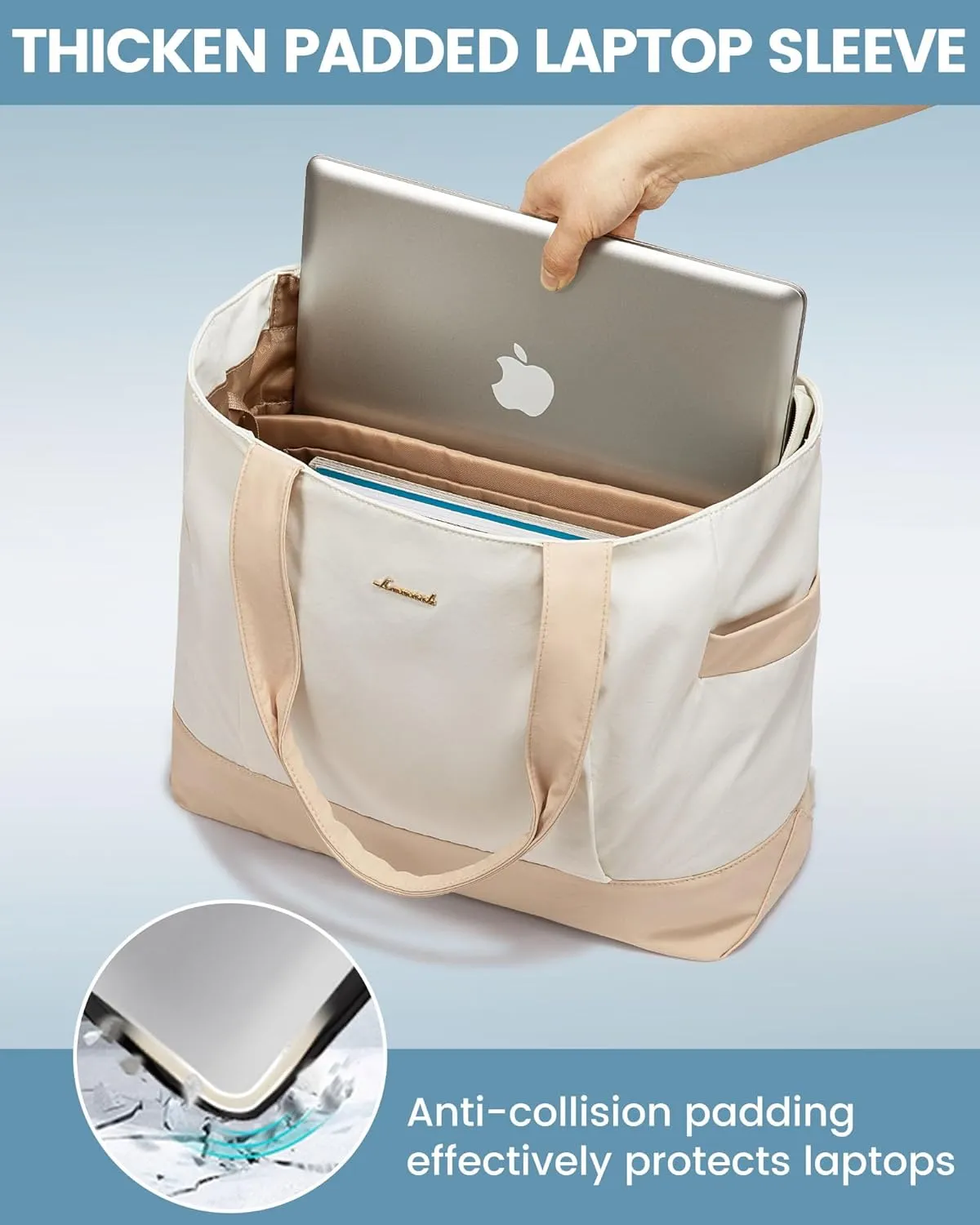 LOVEVOOK Tote Bag for Women Work Travel, Lightweight Teacher Work Tote Bag With Zipper With Laptop Compartment, Nurse Handbag