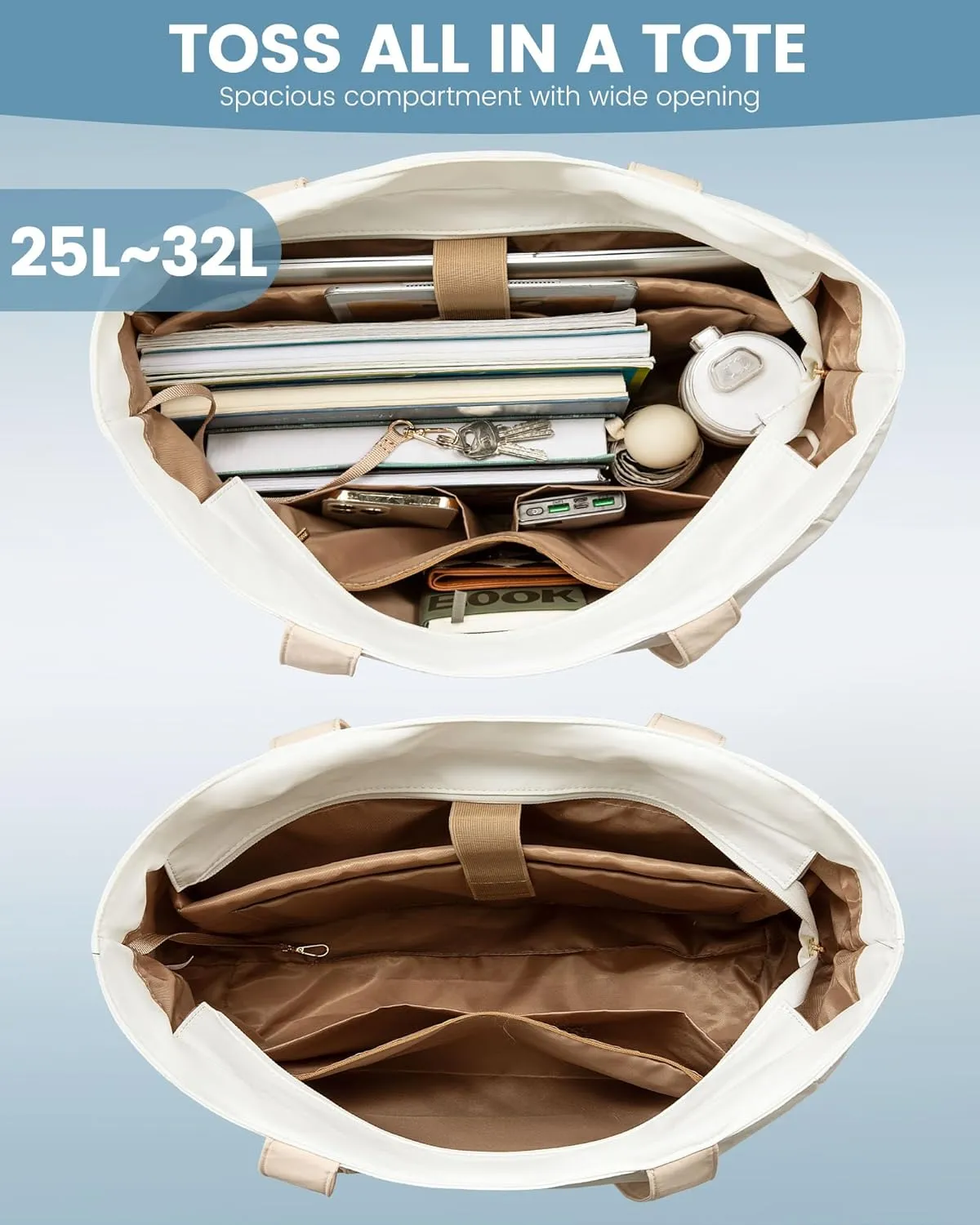 LOVEVOOK Tote Bag for Women Work Travel, Lightweight Teacher Work Tote Bag With Zipper With Laptop Compartment, Nurse Handbag