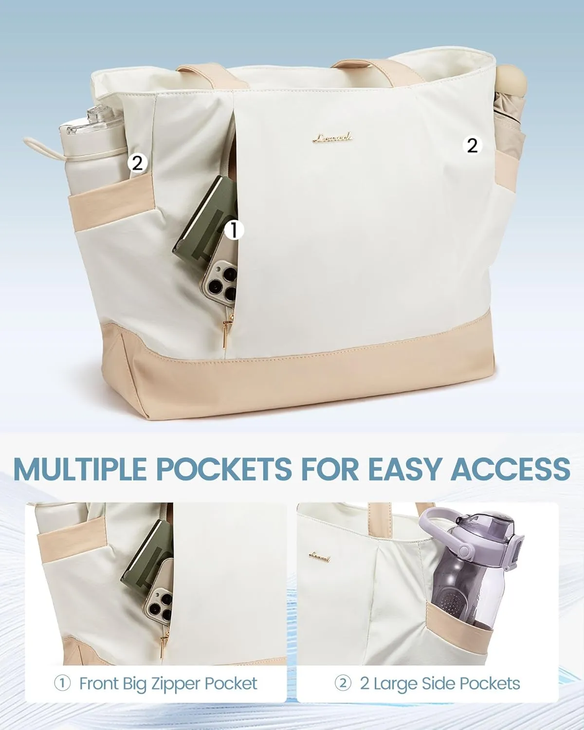 LOVEVOOK Tote Bag for Women Work Travel, Lightweight Teacher Work Tote Bag With Zipper With Laptop Compartment, Nurse Handbag