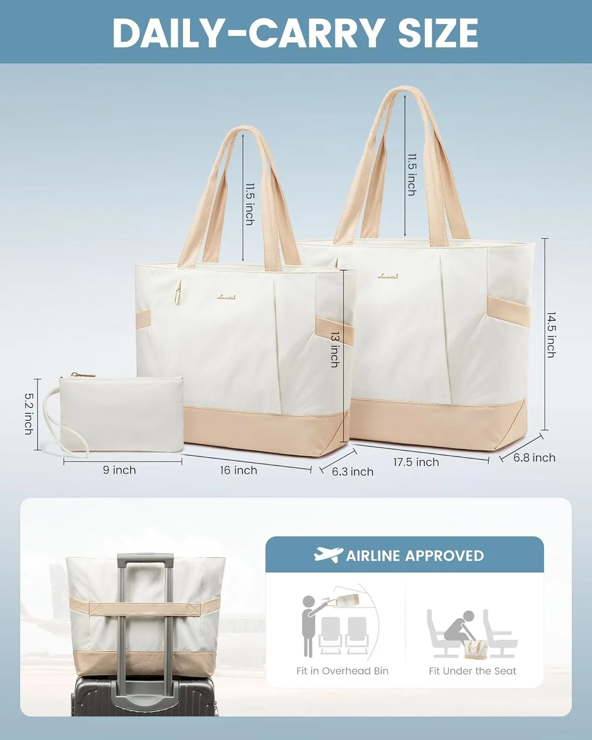 LOVEVOOK Tote Bag for Women Work Travel, Lightweight Teacher Work Tote Bag With Zipper With Laptop Compartment, Nurse Handbag