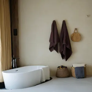 Luxury Japanese Cotton Waffle Bath Towel | Plush, Absorbent, and Quick Dry | Free Storage Bag Included (Dark Cocoa, Bath Sheet (2 Pack))