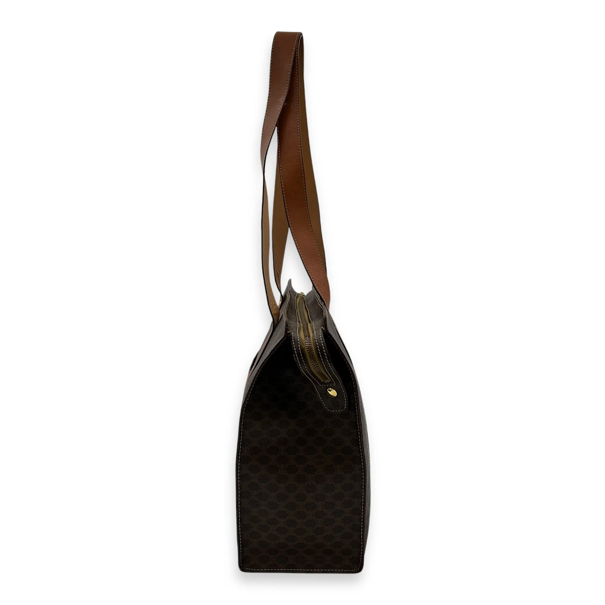 Macadam Tote Bag Brown in Coated Canvas, Gold hardware