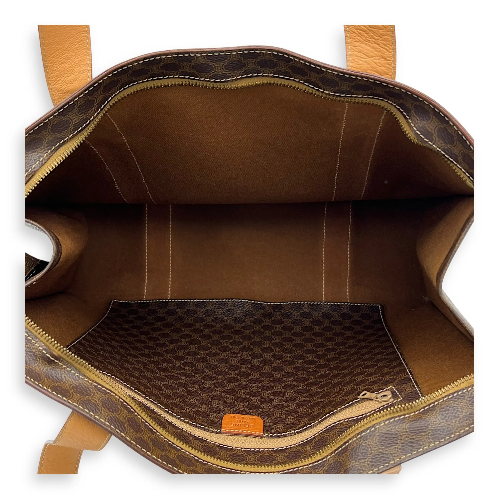 Macadam Tote Bag Brown in Coated Canvas, Gold hardware