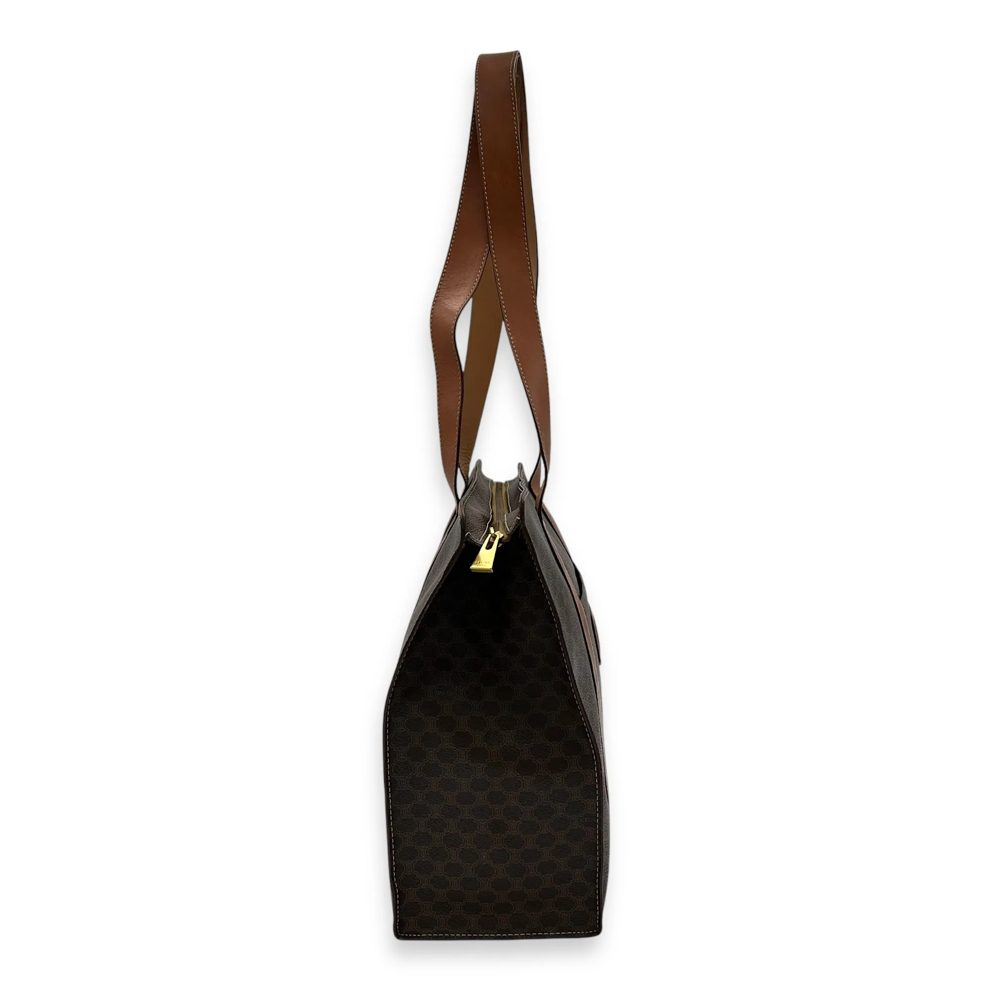 Macadam Tote Bag Brown in Coated Canvas, Gold hardware