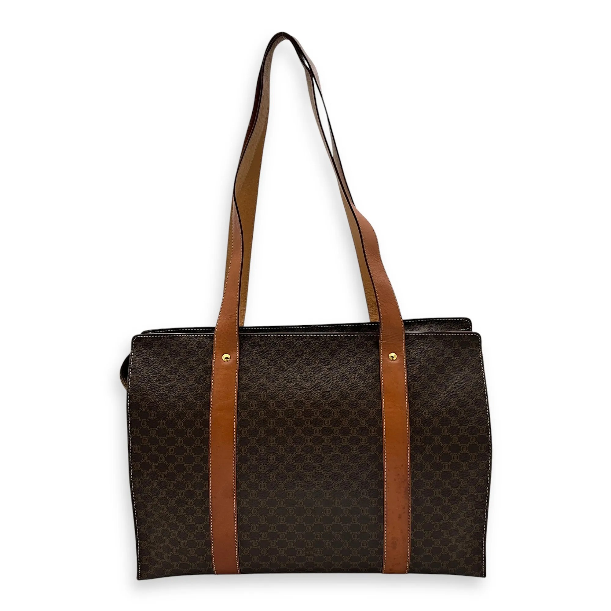 Macadam Tote Bag Brown in Coated Canvas, Gold hardware