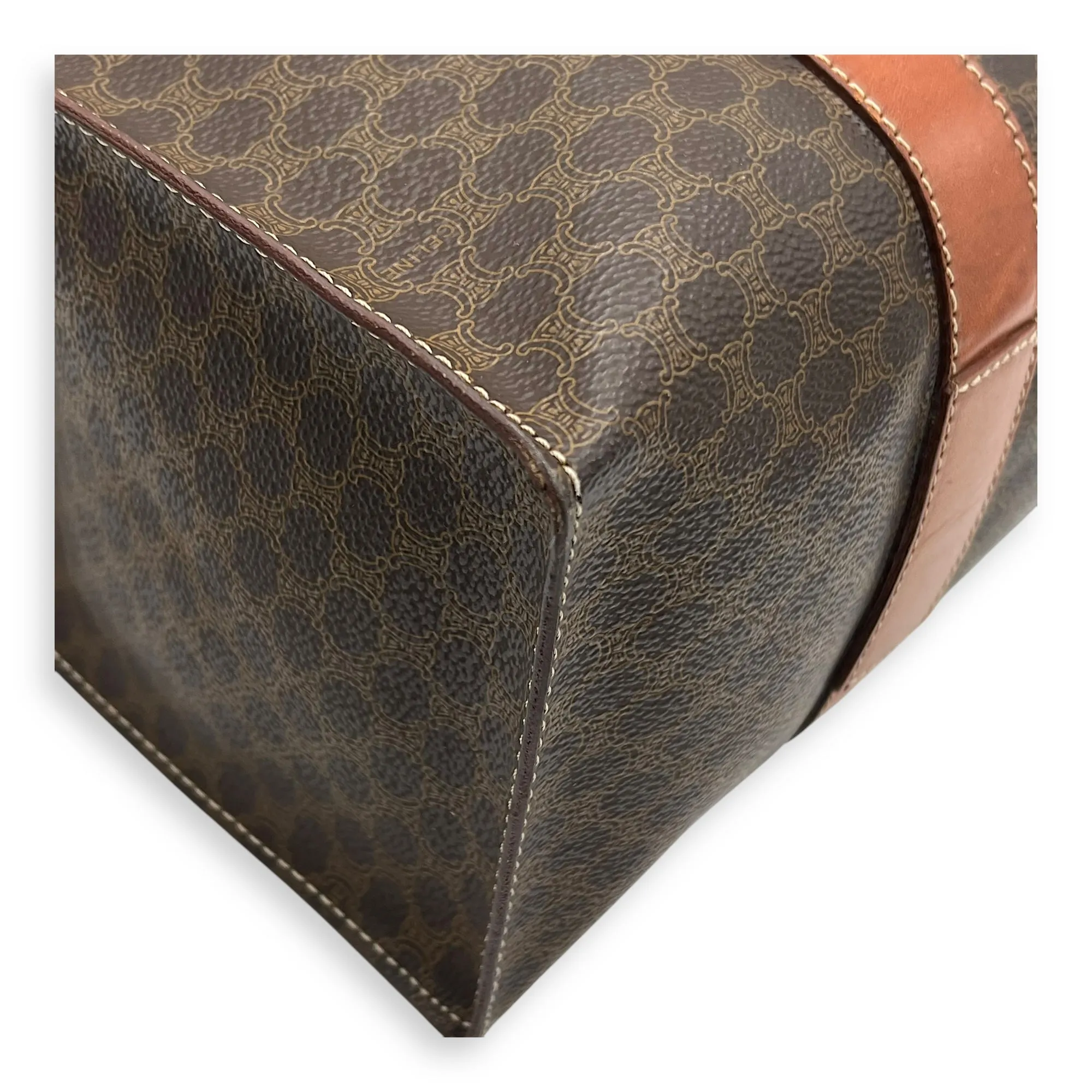Macadam Tote Bag Brown in Coated Canvas, Gold hardware