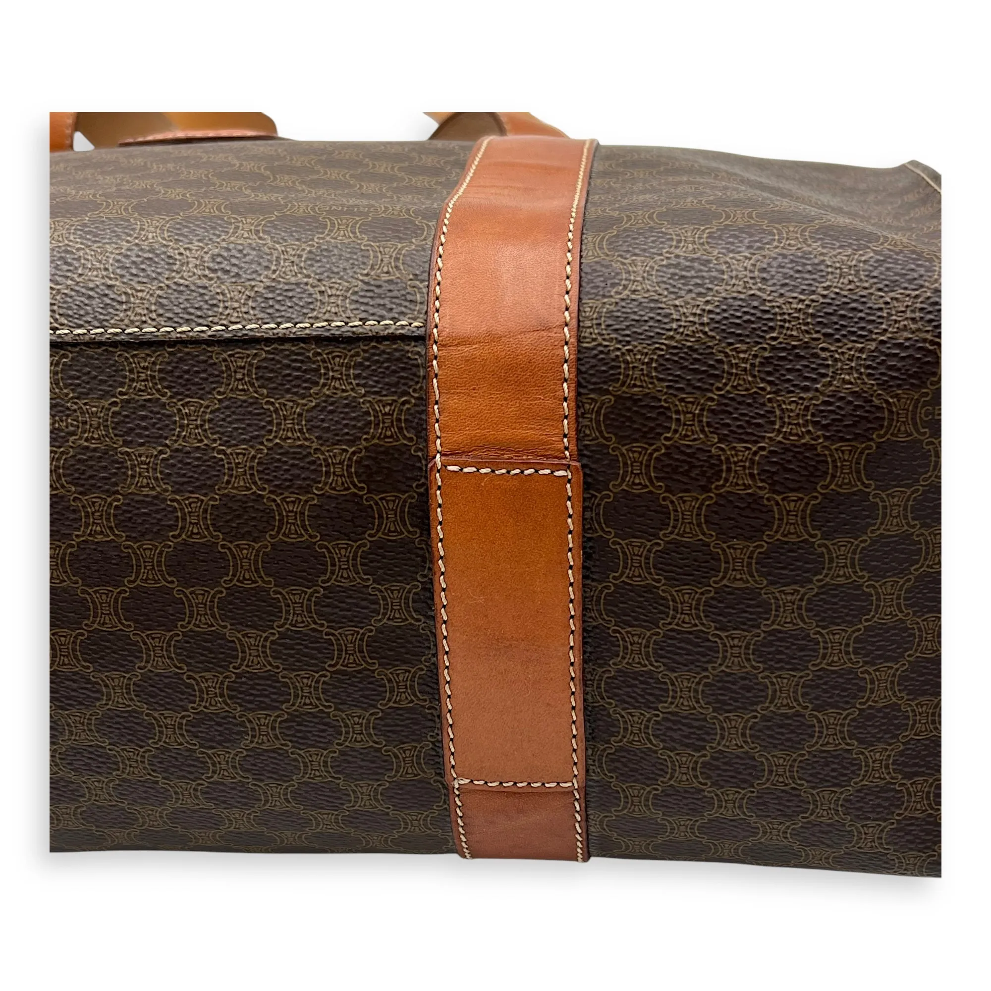 Macadam Tote Bag Brown in Coated Canvas, Gold hardware