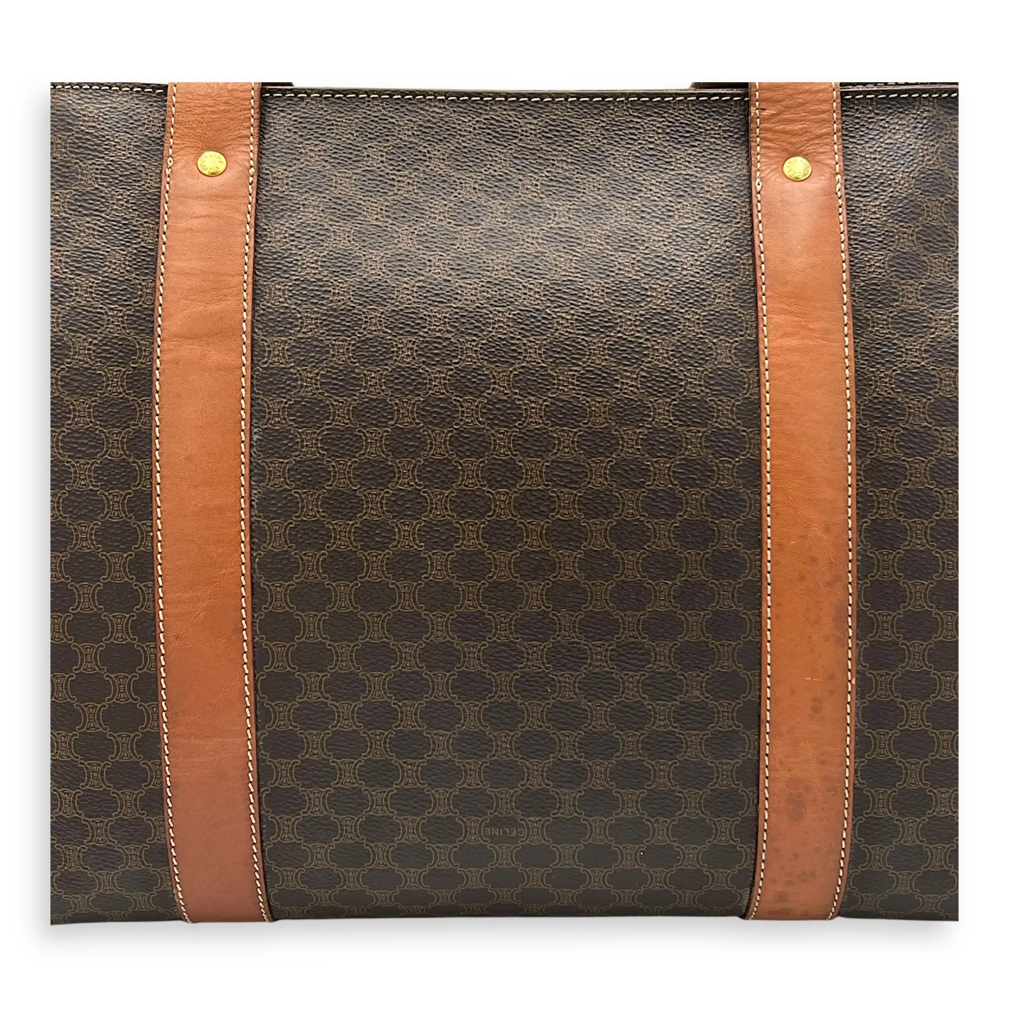 Macadam Tote Bag Brown in Coated Canvas, Gold hardware