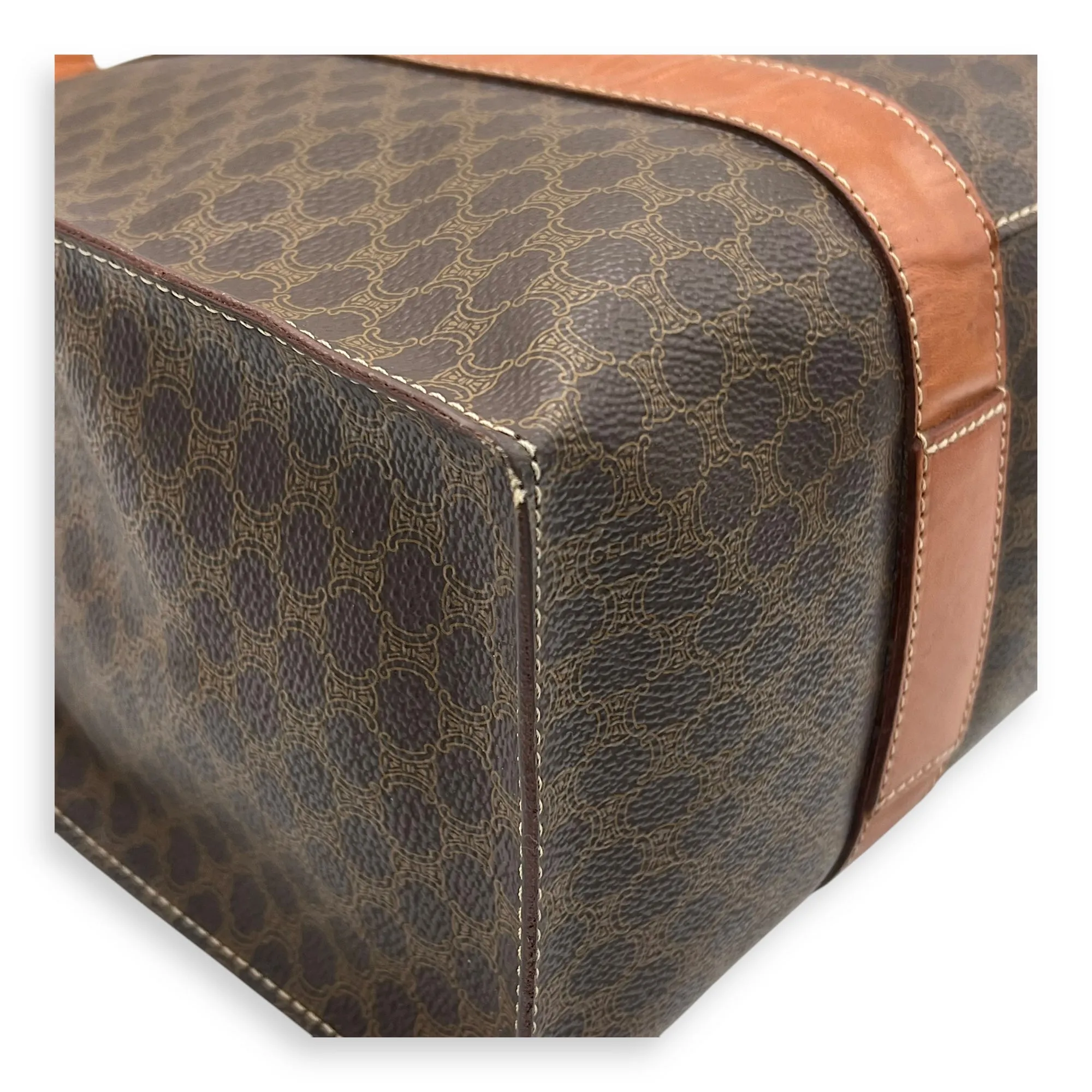 Macadam Tote Bag Brown in Coated Canvas, Gold hardware