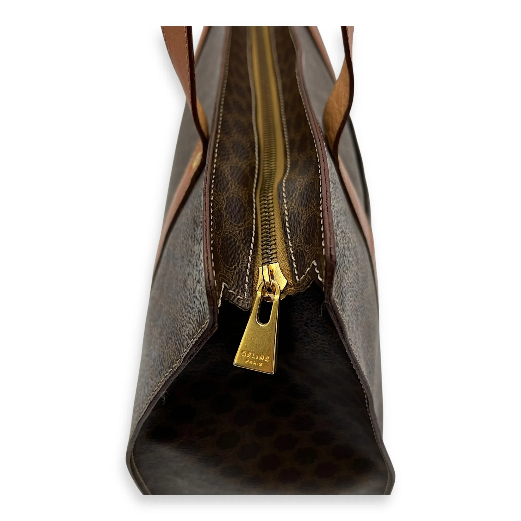Macadam Tote Bag Brown in Coated Canvas, Gold hardware