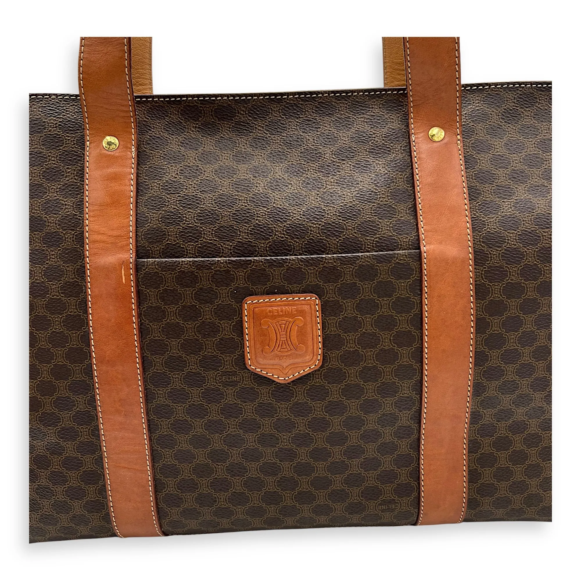Macadam Tote Bag Brown in Coated Canvas, Gold hardware