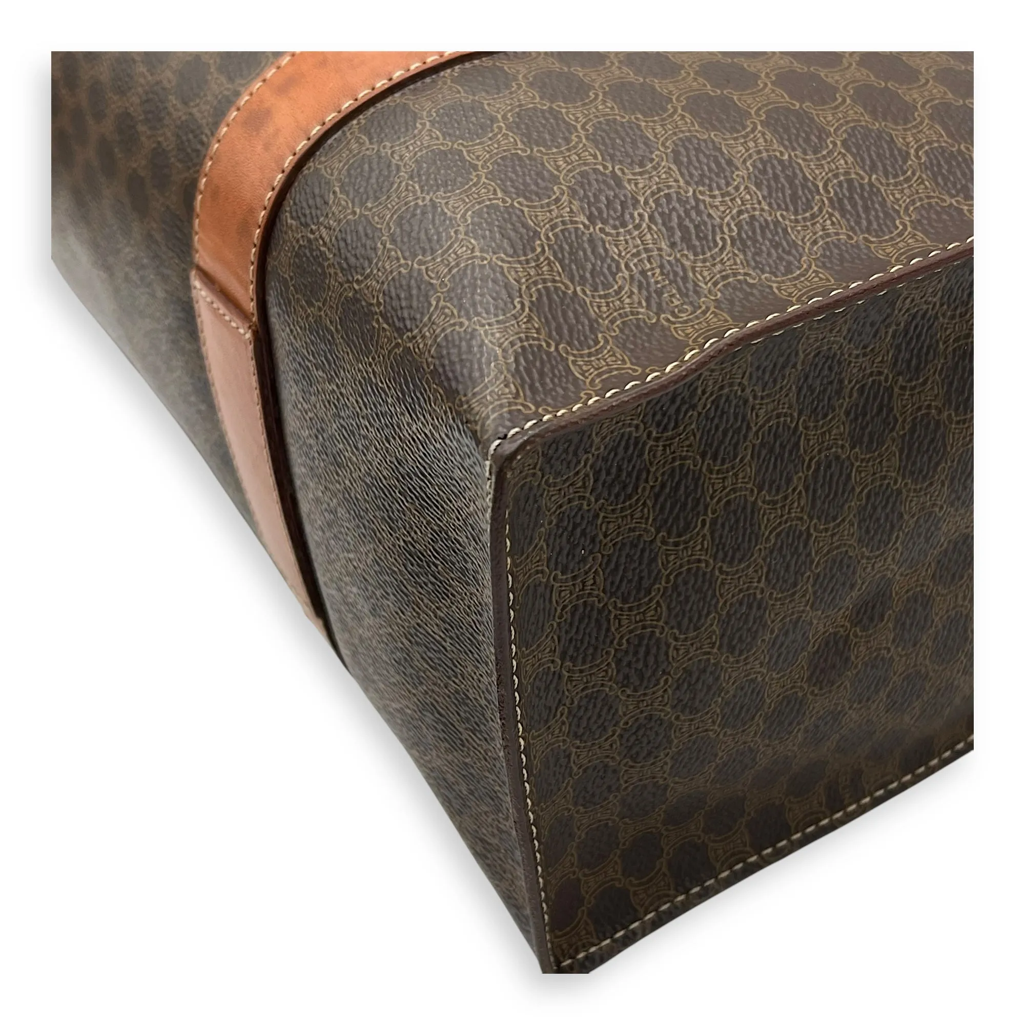 Macadam Tote Bag Brown in Coated Canvas, Gold hardware