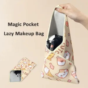 Magic Pocket Lazy Makeup Bag, Self-Adhesive Magic Cloth Makeup Bag, Portable Cosmetic Wrapping Cloth Organizer, Open Lay Flat Organizer, Camera Lens Protective Wrap (Black)