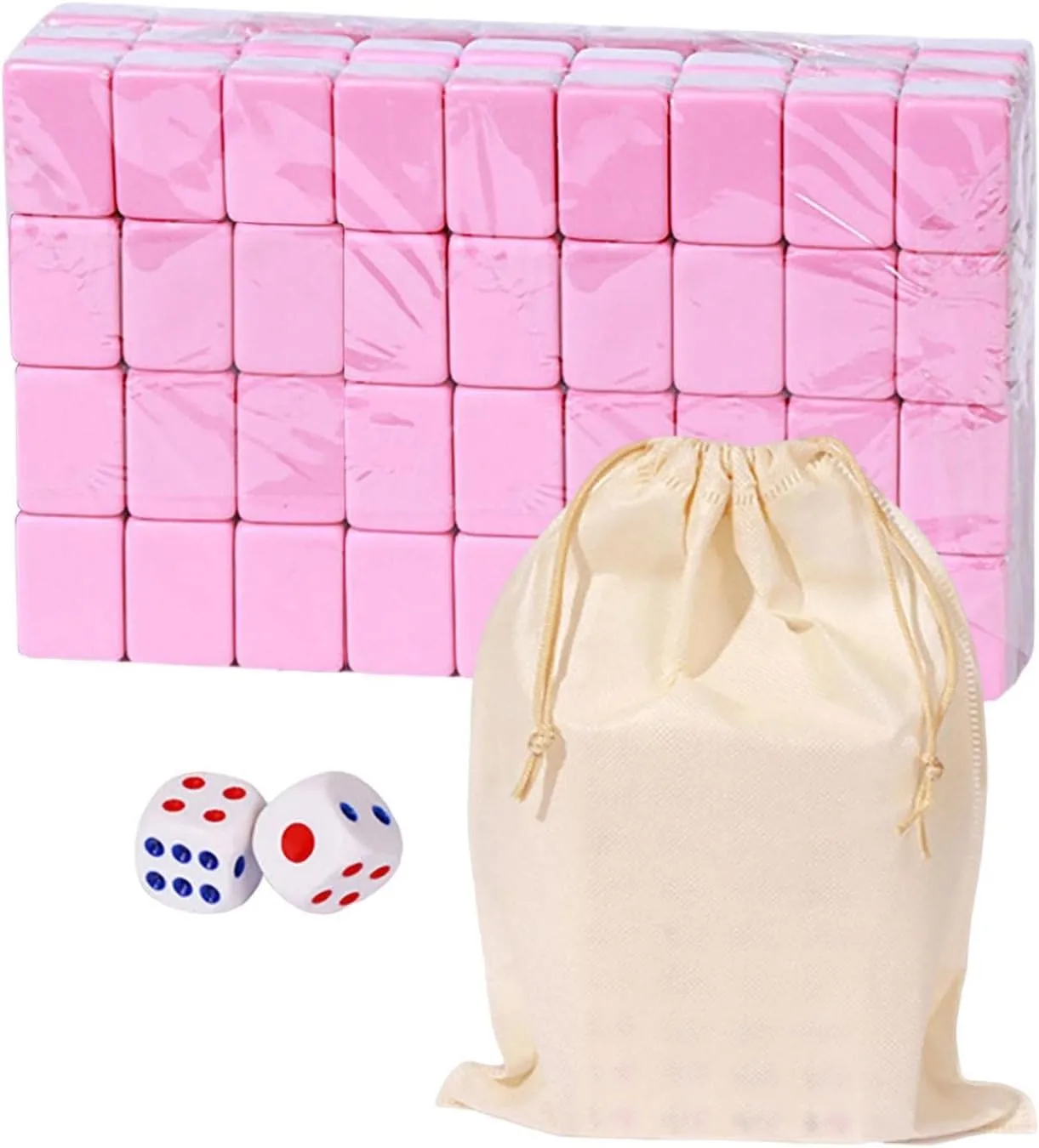 Mahjong Sets, Chinese Traditional Travel Table Game Set with Holding Bag Festival Playset with Clear Words, Chinese Mahjong 144 Melamine Resin Tiles Mahjong Game Set