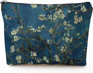 Makeup Bag for Women Large Makeup Bag Travel Cosmetic Bag Zipper Pouch Toiletry Bags 7X10in Almond Blossom