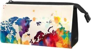 Makeup Bags for Women,Toiletry Bag for Men,Vintage Colorful World Map,Travel Cosmetic Bag