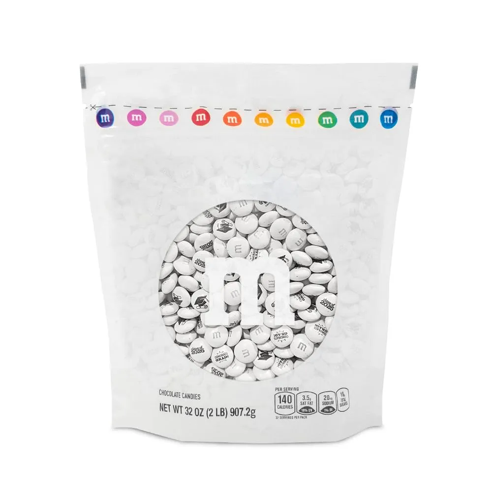 M&M’S WORLD Class of 2025 Milk Chocolate Candies - 2lbs of Bulk Candy With Grad-Themed Images In A Resealable Bag,For Graduation Parties,Graduation Party Favors,Class 2025 Decorations,and More