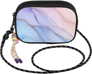Marble Blue Golden Small Crossbody Bags for Women Cell Phone Purses Shoulder Bag Handbag with Adjustable Strap