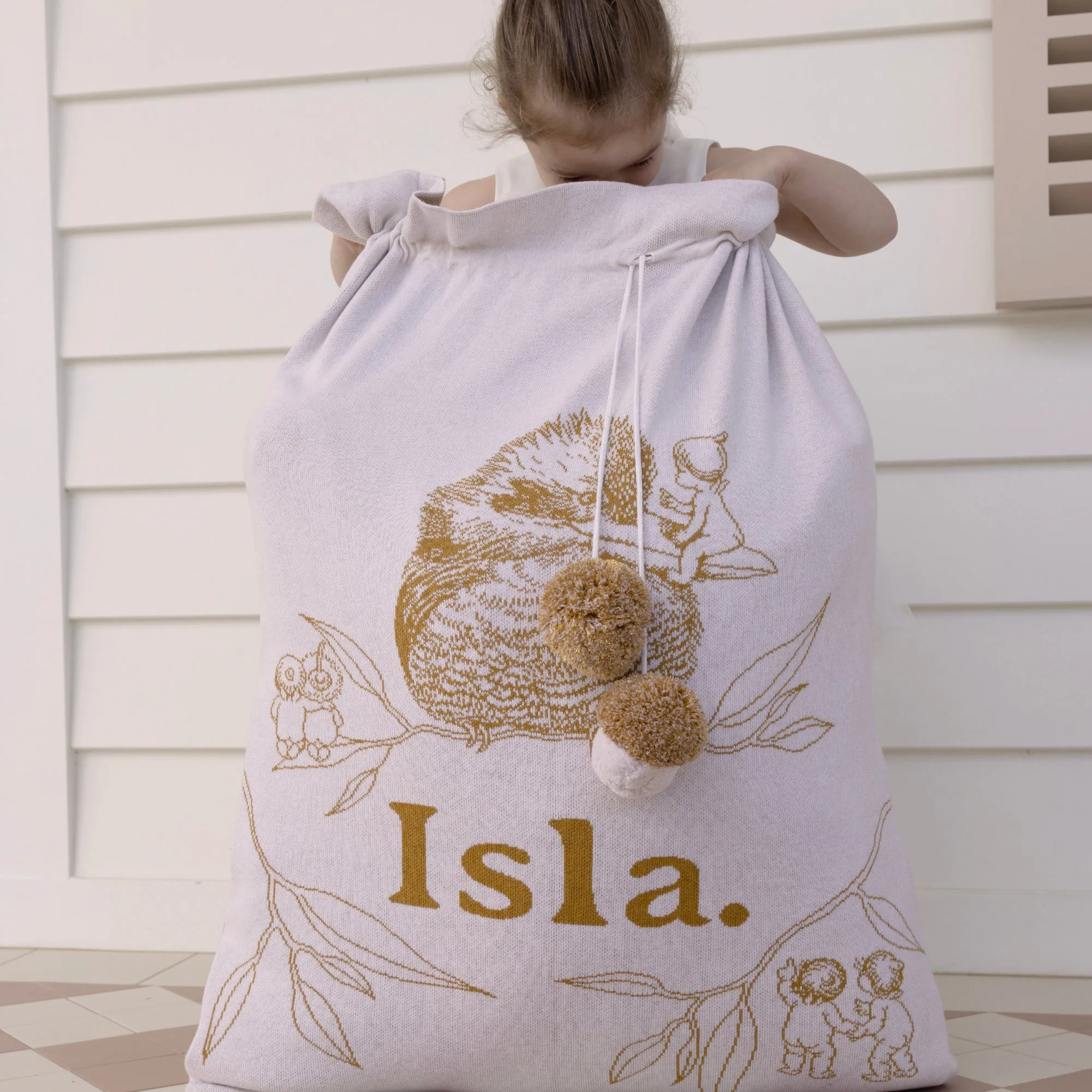 May Gibbs Kookaburra Santa Sack - Honey Mustard