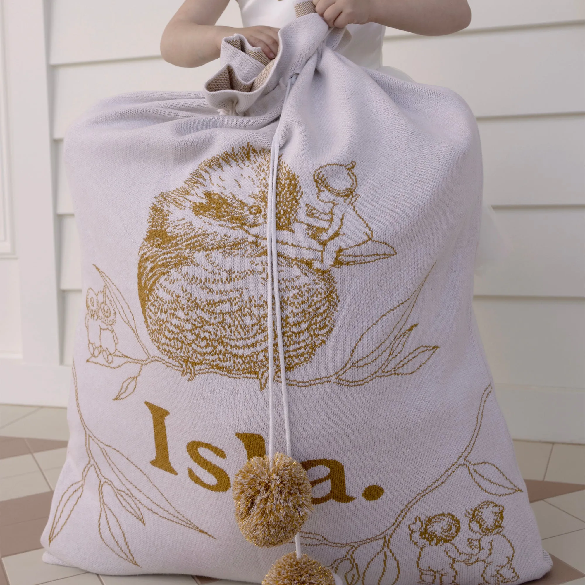 May Gibbs Kookaburra Santa Sack - Honey Mustard